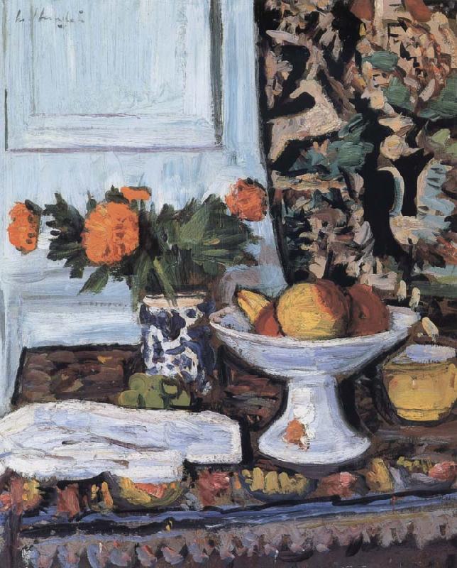 George Leslie Hunter Still Life with Fruit and Marigolds in a Chinese Vase China oil painting art
